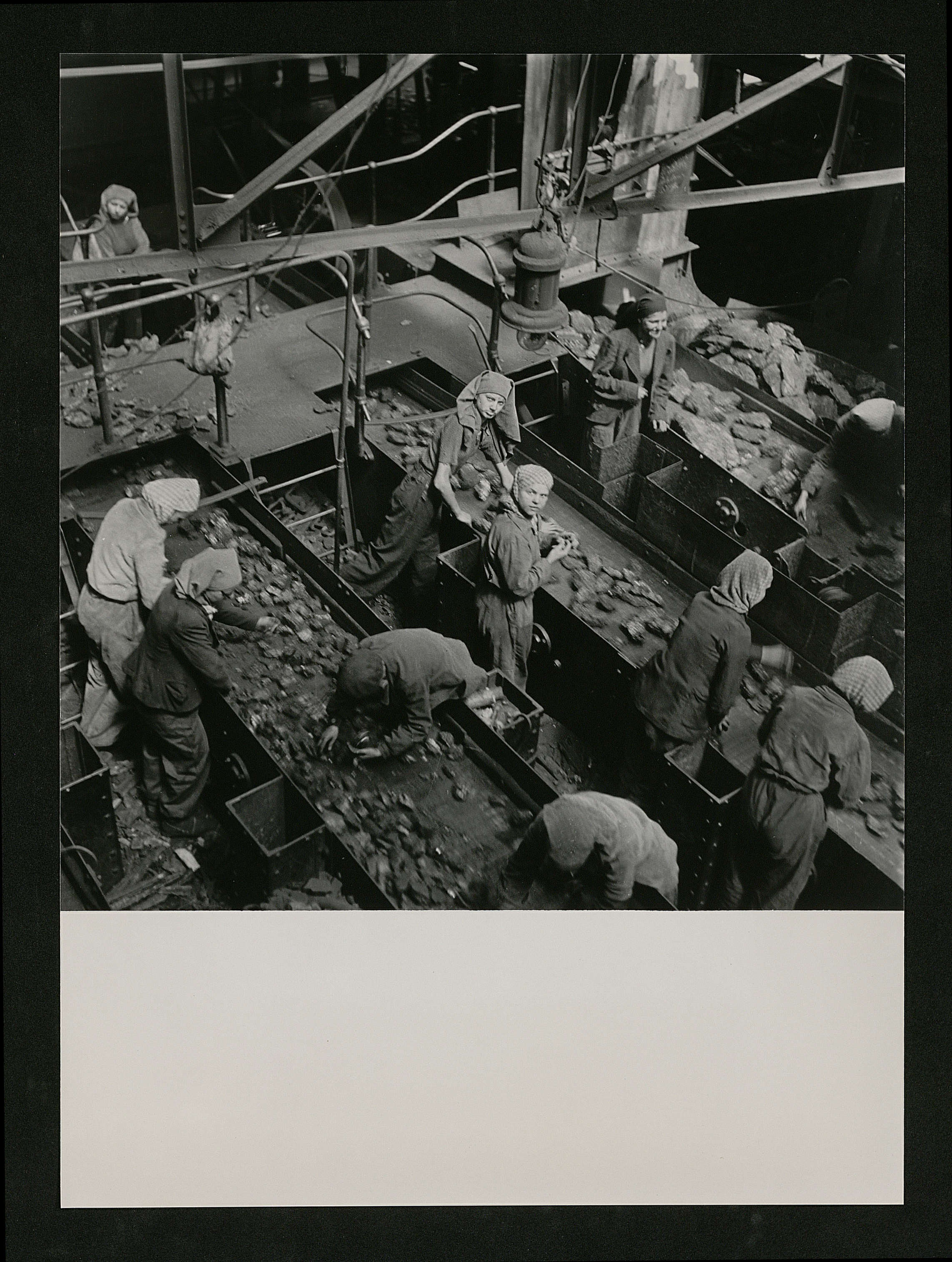 Trieuses de charbon : photographie, 1948 (Valenciennes, Nord).