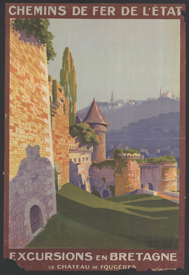 Affiche dessinée représentant le château de Fougères.