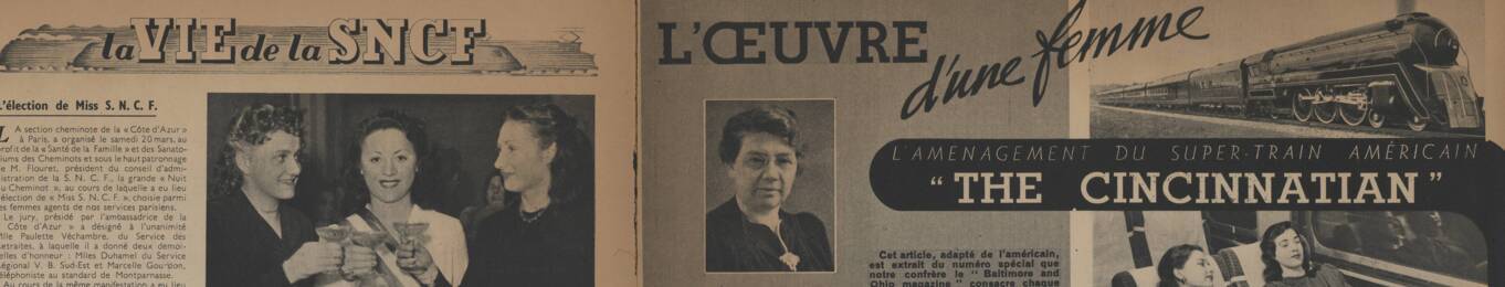 Détail d'une coupure de presse opposant une "Miss SNCF" et une inventeuse américaine