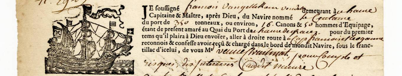 ANMT 62 AQ 42 Contrat maritime signé par le capitaine François Vangellickom Vandelle
