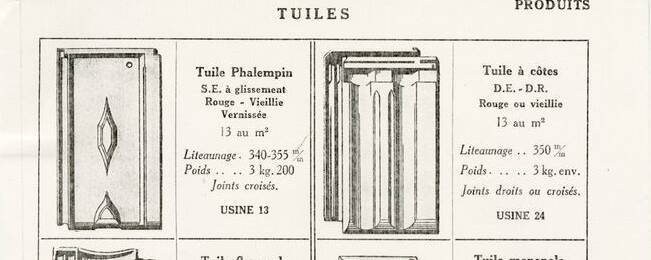 Détail de planche des tuiles fabriqués par le Comptoir tuilier du Nord, 1952