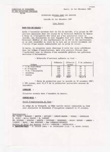 "Situation sociale dans les bassins", rapport de la direction de décembre 1987.