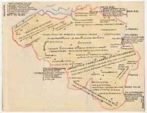 Carte de l’industrie belge dans un cahier d’écolier, début du XXe siècle.