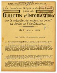 Première page d'un bulletin sur la prévention des accidents du travail