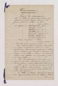 Convention entre la ville de Paris et sept banquiers (dont Rothschild, Fould et Mallet) sur le paiement de la contribution de Guerre de 200 millions de francs à la Prusse (copie), 1871.