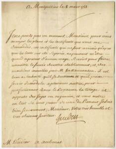 Lettres de Monsieur de Joubert, du Syndic des États de Languedoc, à Henry Deydier sur la supplantation des machines piémontaises et la fabrication des machines de Vaucanson à fournir à la Manufacture royale d’Aubenas, 1767