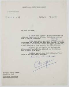 Lettre à Henri Martel sur son inscription au concours pour la légion d'honneur