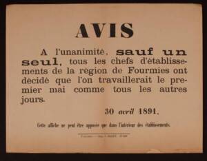 Avis d'information au personnel, 30 avril 1891.