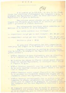 Mise en des wagons-lits-hôtels à Lyon et à Limoges : accord, 1941.