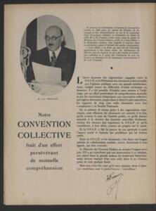 Convention Collective: Double page du magazine Notre Métier, n°3, 1938.