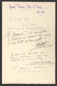 page du livre d'or du paquebot Normandie