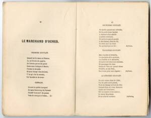 « Le marchand d’oches » (le marchand d’os) : texte d'une chanson en dialecte de Tourcoing (Nord), 1883. ANMT 2012 42 589, Morel (peignage de laine).