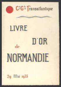 Page de garde du livre d'or du paquebot Normandie