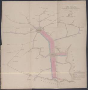 Carte des déplacements de troupes par chemin de fer pendant la campagne d’Italie de 1859.