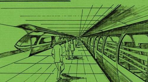 Détail du croquis du « tube train silencieux TTS » de Maurice Clerc du CESI d’Arras, 1984
