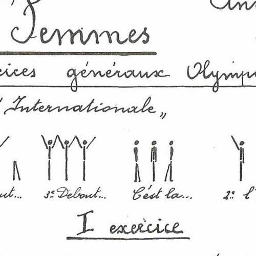 Détail d'une feuille d'exercices physiques pour femmes