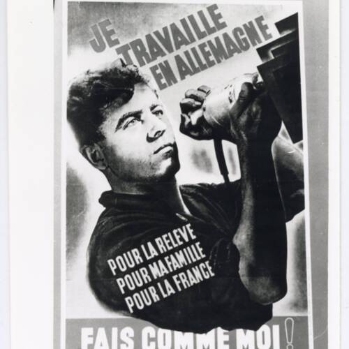 Affiche pour le travail en Allemagne (la relève) : photographie, sans date ANMT 2002 26 58, Pièces isolées sur support papier