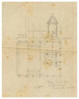 Dessin préparatoire pour l’église de Comines (département du Nord) réalisé par l’architecte Paul Bellot, dit dom Bellot, sans date.  ANMT 2003 6 24 1. Fonds dom Bellot, moine architecte (non classé).
