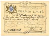 Permis limité pour un représentant d’une société autrichienne, 1900.  ANMT, Compagnie internationale des wagons-lits et des grands express européens et du tourisme (CIWLT), 2022 9 1907.