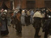 La Soupe du matin. Distribution de la soupe aux pauvres à la porte du restaurant Brébant (Paris), 1880. Huile sur toile, Norbert Goeneutte. Paris, musée d’Orsay, acquis par l’État en 1895, RF 953