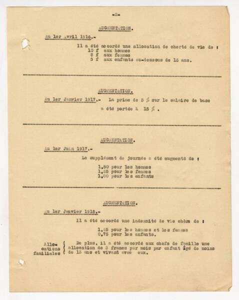 Extrait d’un rapport sur les variations collectives des salaires entre 1900 et 1936. ANMT 110 AQ 45, Commentry-Fourchambault & Decazeville, compagnie métallurgique