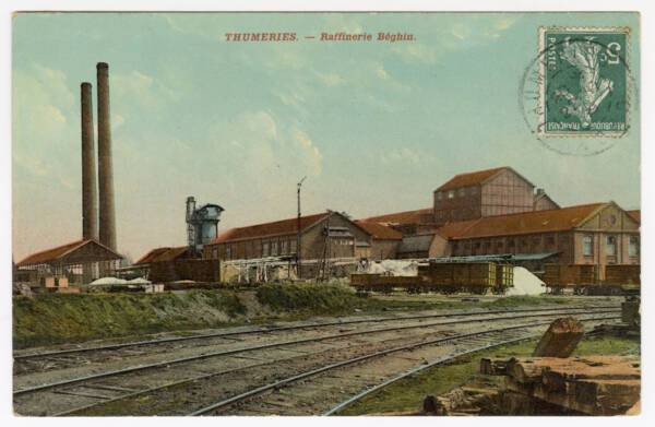 Raffinerie de sucre de l'entreprise Béghin : carte postale colorisée, [première moitié du XXe siècle].