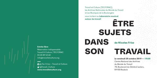 Programme du laboratoire musical "être sujet dans son travail", 2019.