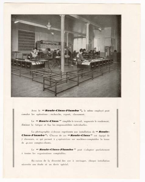 Flambo, mobiliers de bureau et matériels de classement : page de catalogue, 1930. ANMT 2002 26 35, pièces isolées sur support papier.