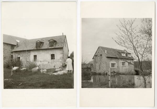 Exemple d’un gite rural, ancien moulin à chanvre, avant et après la construction d’un canal de dérivation. Creuse, non daté.