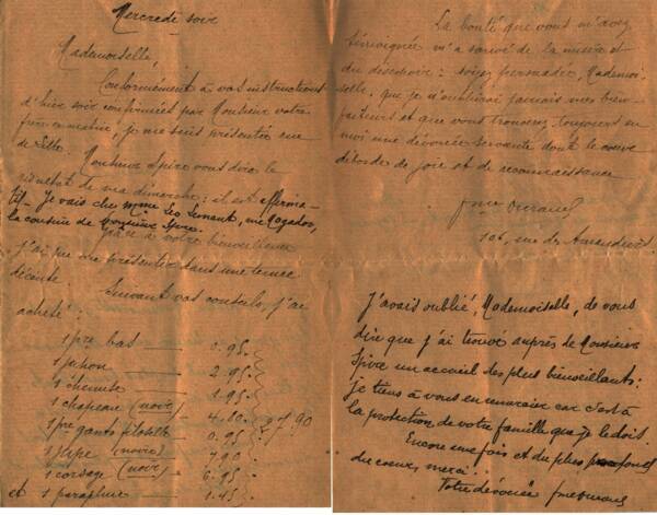 Lettre envoy&eacute;e par Madame Durand listant les achats de v&ecirc;tements qu&rsquo;elle a r&eacute;alis&eacute;e pour se pr&eacute;senter &agrave; un nouvel emploi.