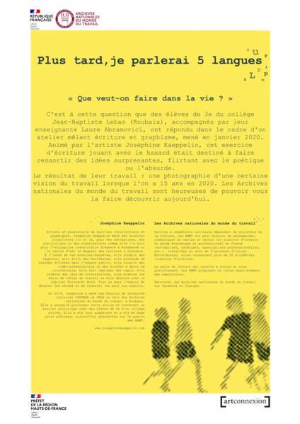 Affiche de présentation de l'exposition "Plus tard, je parlerai 5 langues".