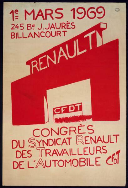 Affiche du congrès du syndicat Renault des travailleurs de l’automobile, 1969.