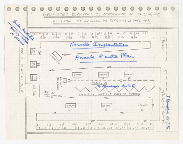 Plan d’implantation de l’exposition sur le centenaire de la Commune de Paris, 1971.