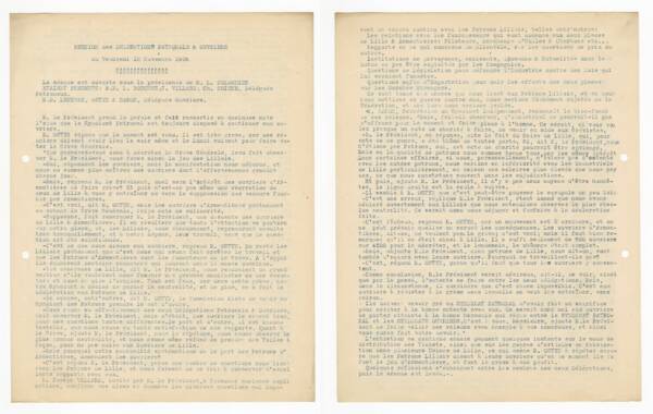 Compte rendu de r&eacute;union entre d&eacute;l&eacute;gations patronale et ouvri&egrave;re, 12 novembre 1909.