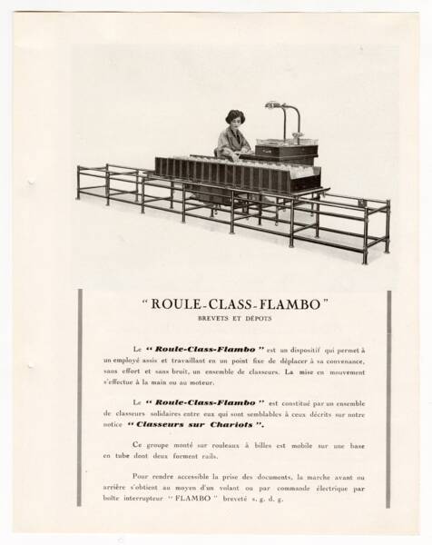 Flambo, mobiliers de bureau et matériels de classement : page de catalogue, 1930. ANMT 2002 26 35, pièces isolées sur support papier.