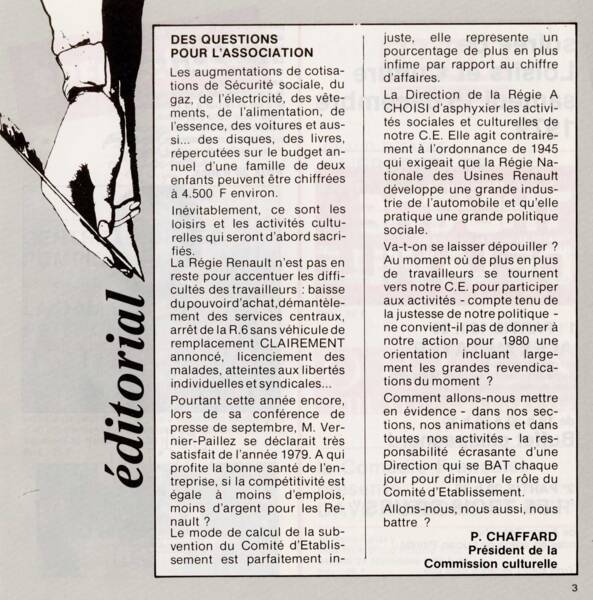 Page 3 de Loisirama, bulletin d’information de l’association Loisirs et culture, 1979.
