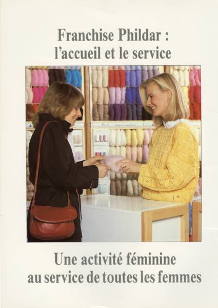 Pages d’une brochure sur la franchisation « Franchise Phildar. Entrez donc ! », 1986.