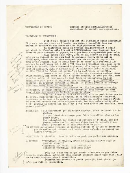 T&eacute;moignage de Fatima, [ann&eacute;es 1970].