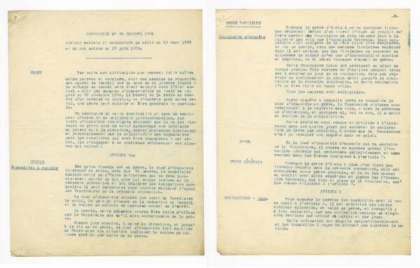 Extraits d'un mod&egrave;le de convention entre patrons de l'industrie textile, 1905.